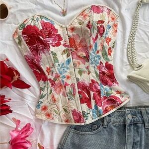 Elegant Floral Bustier Top
